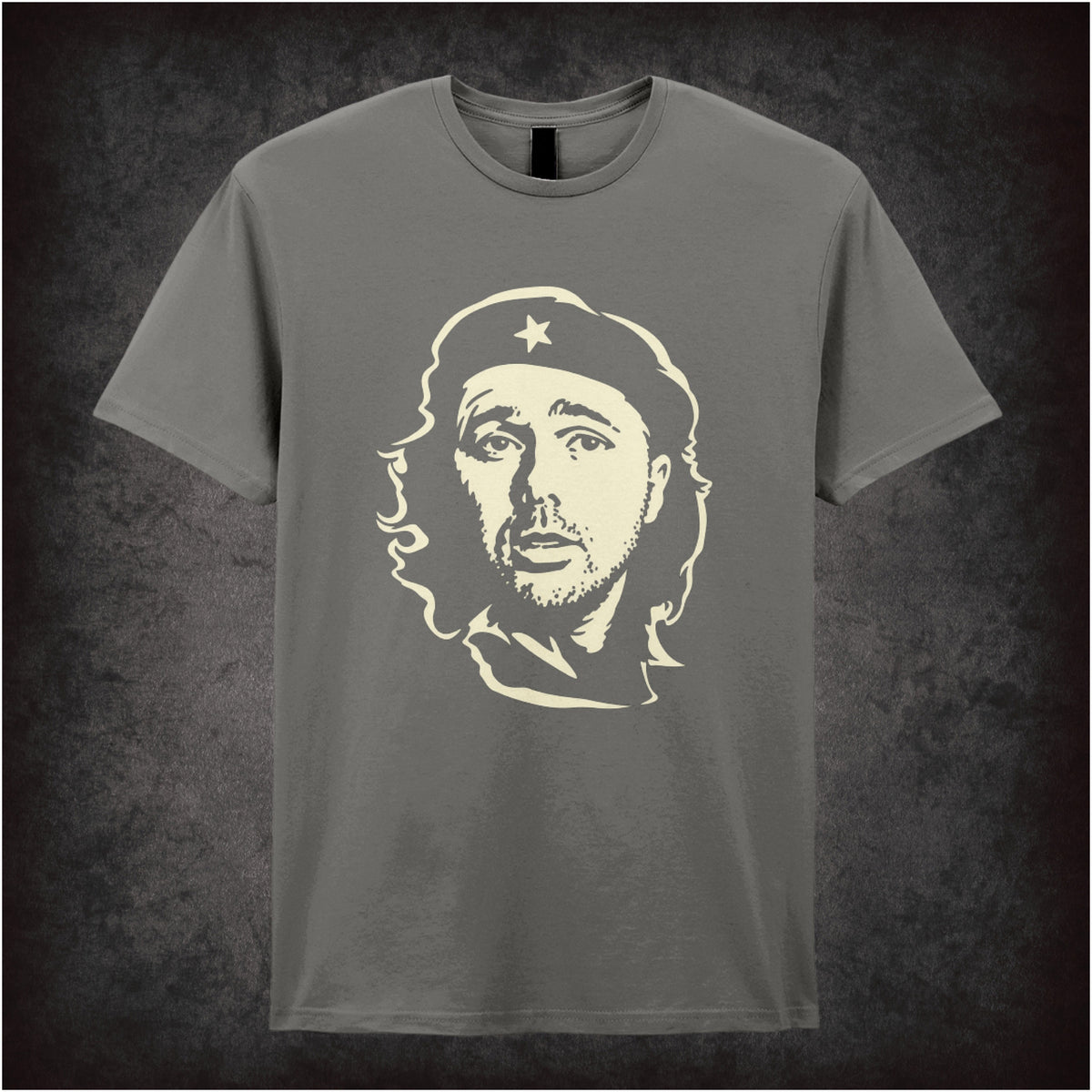 “Karl Pilkington Che Guevara-style portrait T-shirt in charcoal from Karl Pilkington”