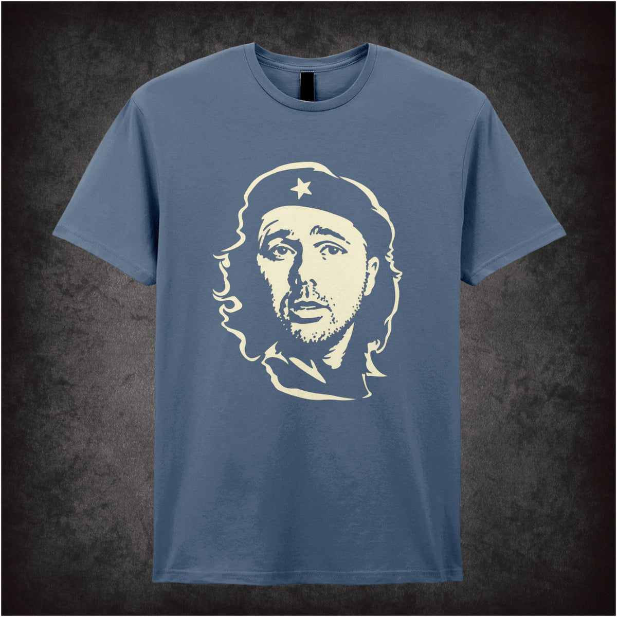 “Karl Pilkington Che Guevara-style portrait T-shirt in indigo from Karl Pilkington”