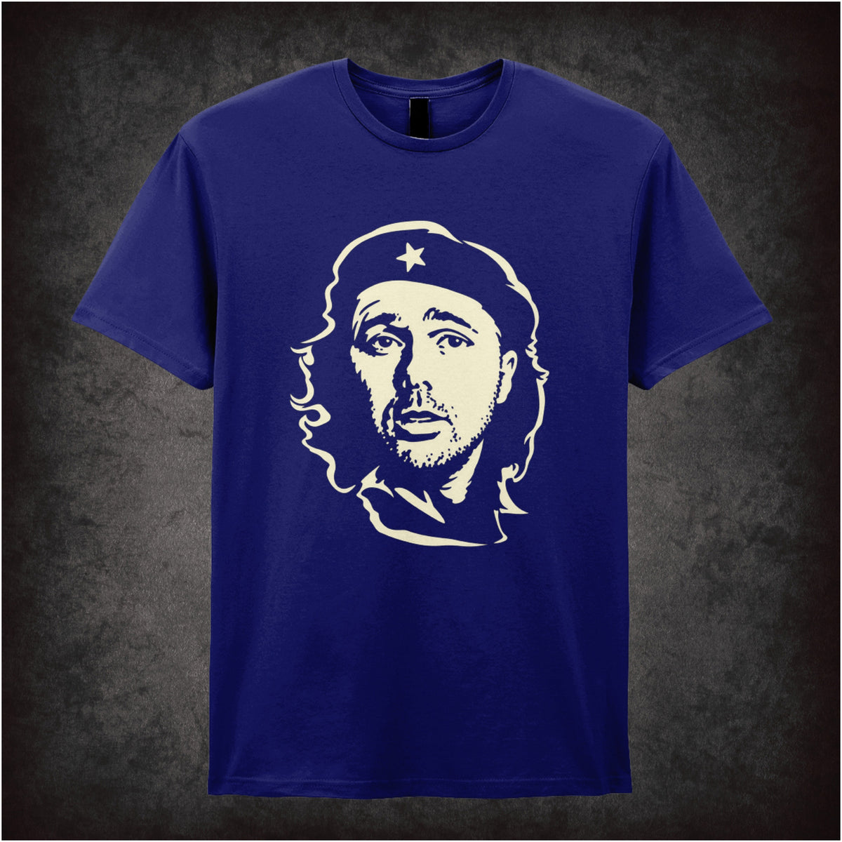 “Karl Pilkington Che Guevara-style portrait T-shirt in navy from Karl Pilkington”
