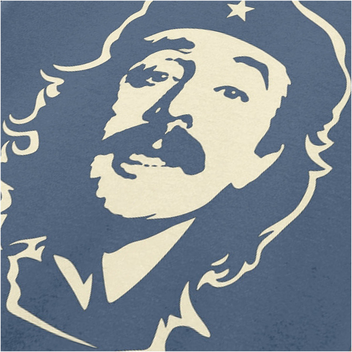 “Manuel Che Guevara-style portrait close up T-shirt in indigo from Manuel”
