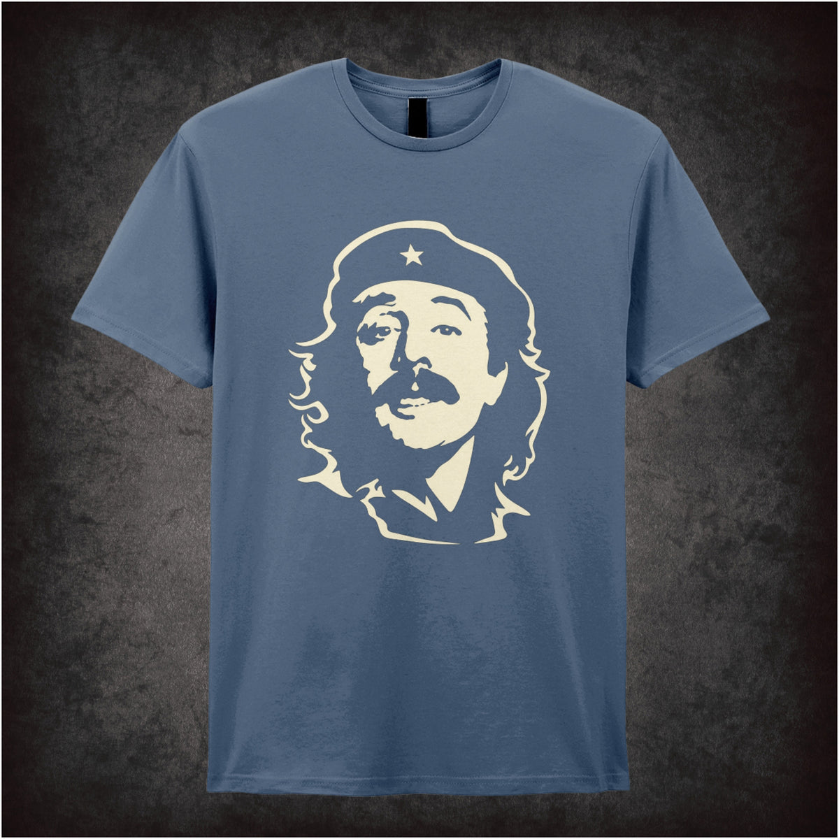 “Manuel Che Guevara-style portrait T-shirt in indigo from Manuel”
