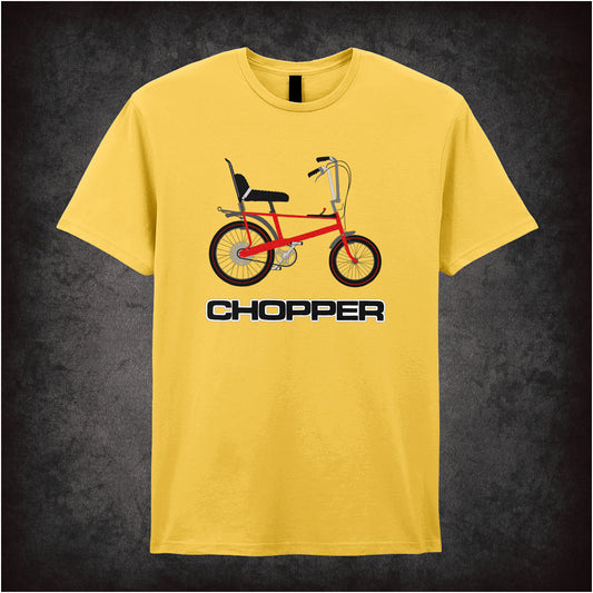 daisy unisex T-shirt featuring a “Chopper 1970's Classic” design, with a retro-style illustration of the iconic bike and bold vintage lettering.