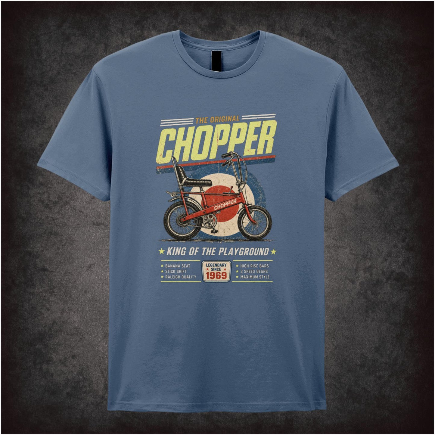 Chopper – 1970s Classic Bicycle – Cult Retro Graphic T-Shirt