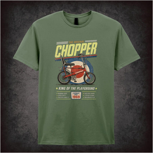 Chopper – 1970s Classic Bicycle – Cult Retro Graphic T-Shirt