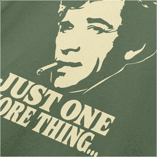 “Columbo ‘Just one more thing…’ close up T-shirt in military green from Columbo”