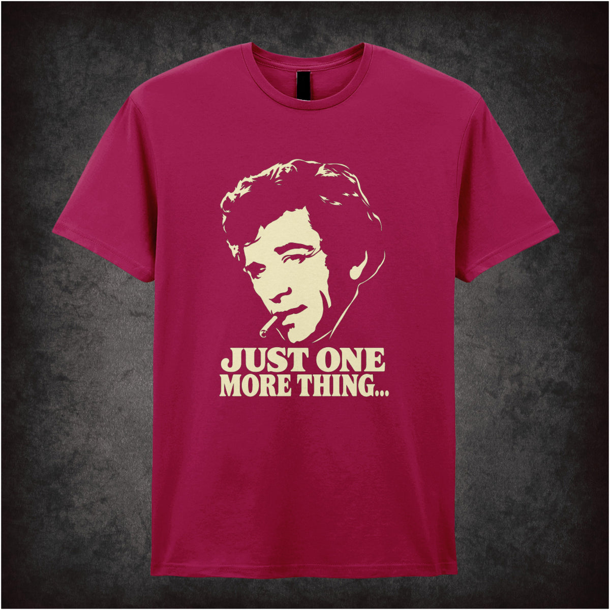 “Columbo ‘Just one more thing…’ T-shirt in cardinal red from Columbo”