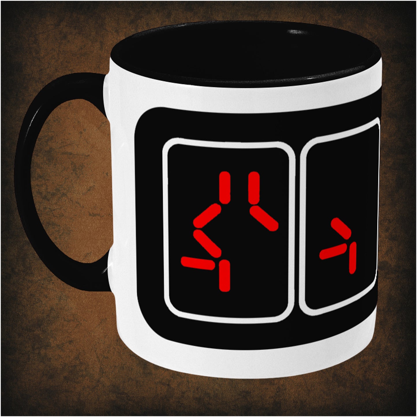 Countdown two-toned mug inspired by Predator, left hand side featuring iconic sci-fi action design, futuristic typography, and collectible movie merchandise for fans of the classic 1987 film.