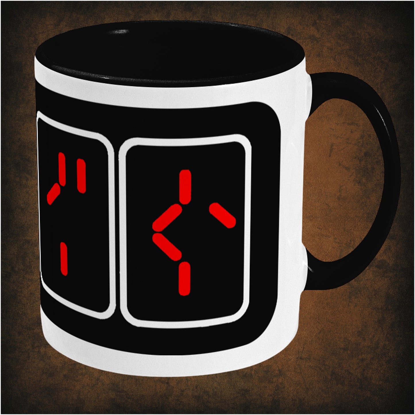 Countdown two-toned mug inspired by Predator, right hand side featuring iconic sci-fi action design, futuristic typography, and collectible movie merchandise for fans of the classic 1987 film.