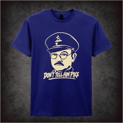“Captain Mainwaring ‘Don’t tell him Pike’ T-shirt in navy from Dad’s Army”