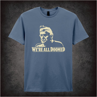 “Private Frazer ‘We’re all doomed’ T-shirt in indigo from Dad’s Army”