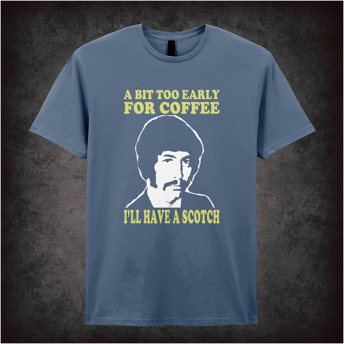 “Jason King ‘A bit too early for coffee… I’ll have a scotch’ T-shirt from Department S (Jason King)”
