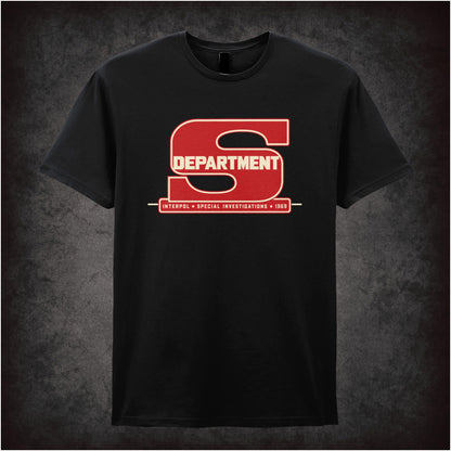 “‘Department S Interpol Special Investigations 1969’ T-shirt in black from Department S (Jason King)”