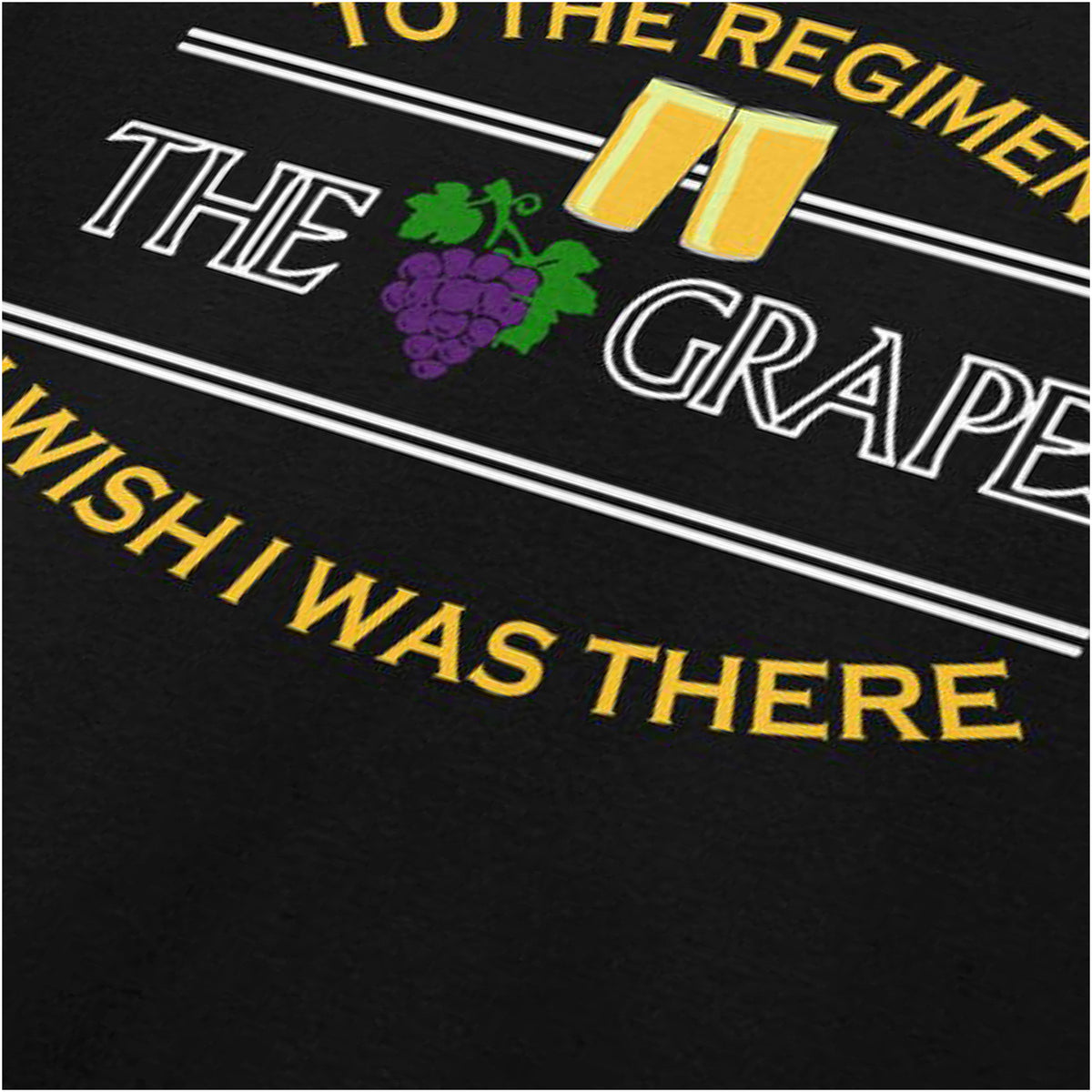 “‘To the regiment… The Grapes… I wish I was there’ close up T-shirt in black from Early Doors”