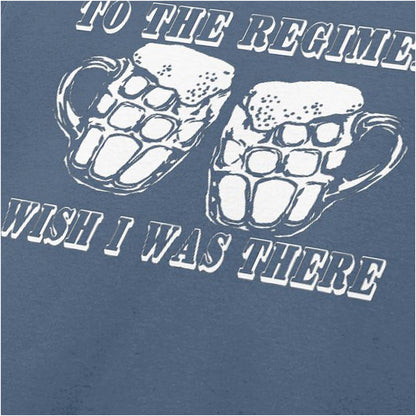 “‘To the regiment… I wish I was there’ close up T-shirt in indigo from Early Doors”