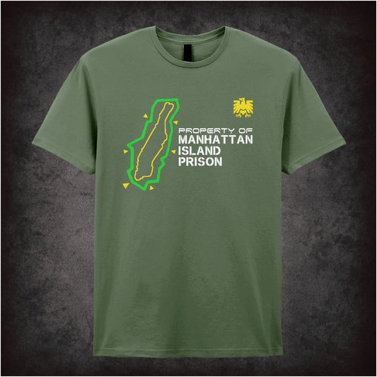 Property of Manhattan Island Prison Escape from New York inspired unisex T-shirt with graphic design 