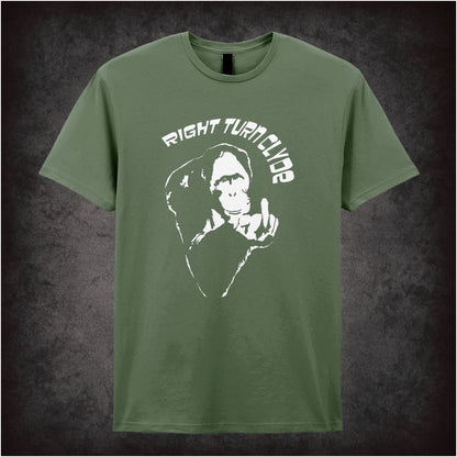 Right Turn Clyde unisex black t-shirt inspired by Every Which Way But Loose movie soft style retro comedy fan apparel