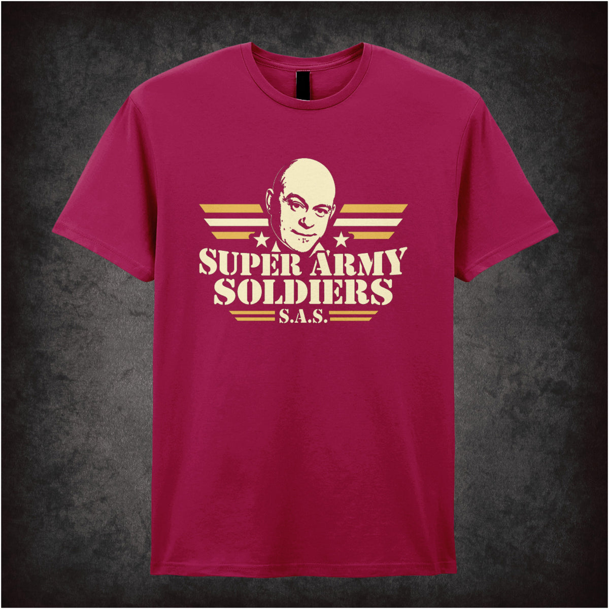 “Ross Kemp ‘Super Army S.A.S Soldiers’ T-shirt in cardinal red from Extras"