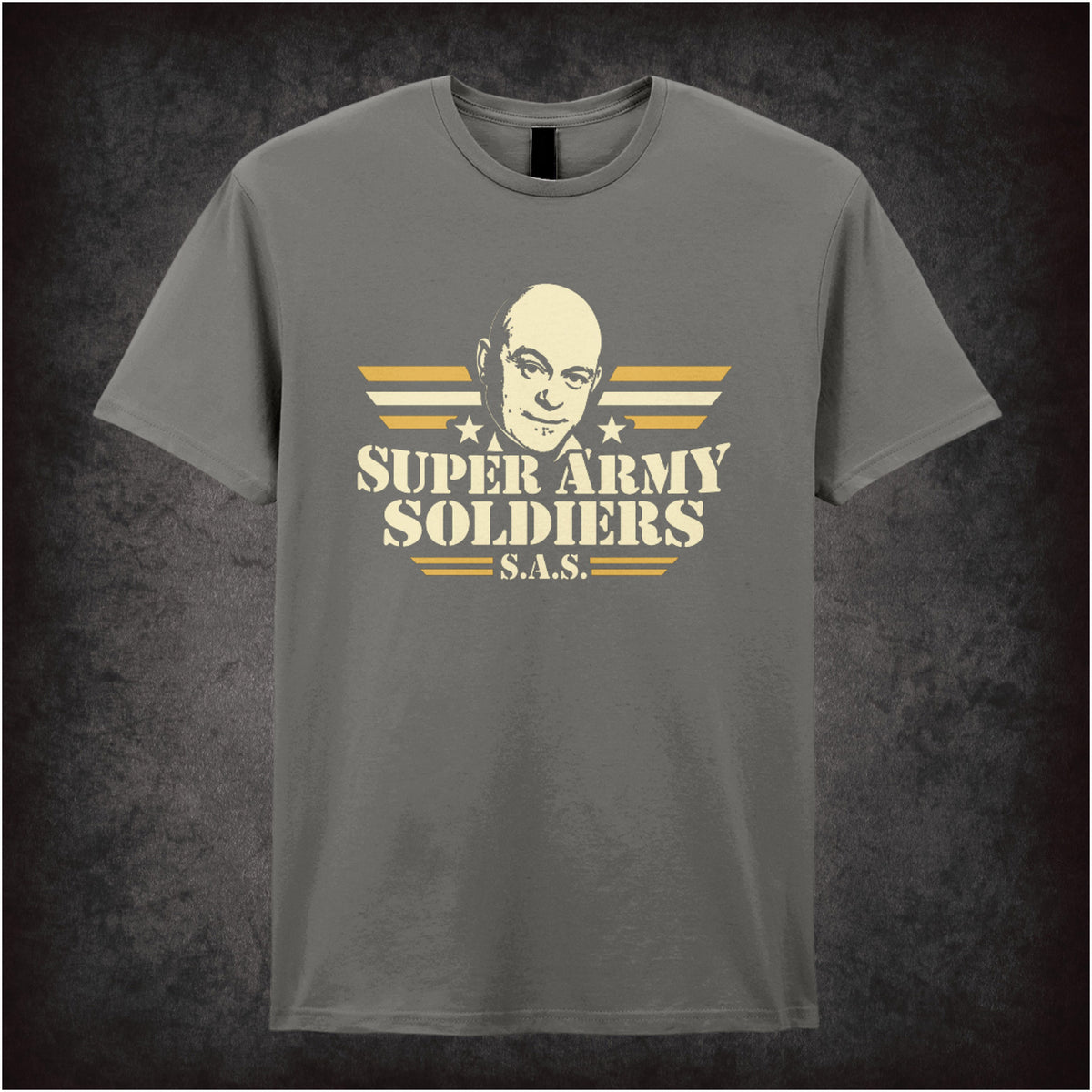 “Ross Kemp ‘Super Army S.A.S Soldiers’ T-shirt in charcoal from Extras"