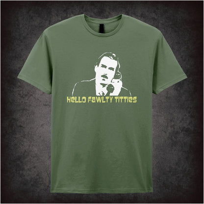 Hello, Fawlty Titties – Cult Comedy Graphic T-Shirt