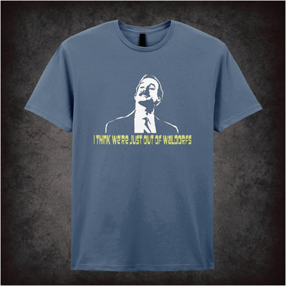 “Basil Fawlty ‘I think we’re just out of Waldorfs’ T-shirt from Fawlty Towers”