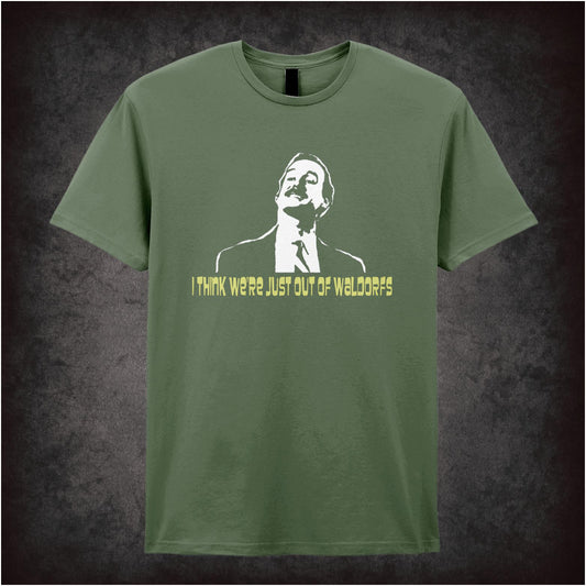I Think We’re Just Out of Waldorfs – Cult British Sitcom Graphic T-Shirt
