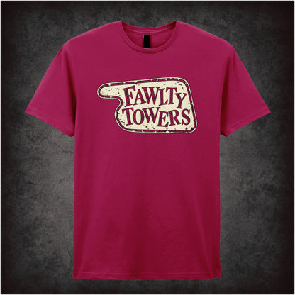 “‘Fawlty Towers’ hotel sign T-shirt in cardinal red from Fawlty Towers”