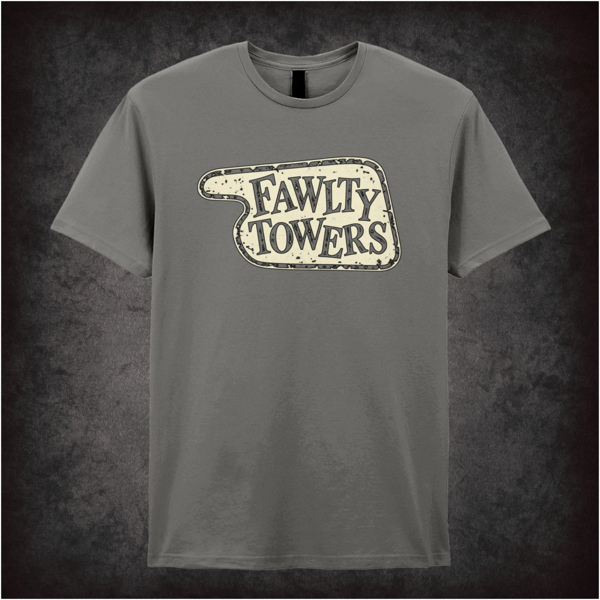 “‘Fawlty Towers’ hotel sign T-shirt in charcoal from Fawlty Towers”