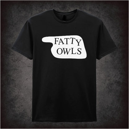 Fatty Owls Hotel Sign – Cult Comedy Graphic T-Shirt