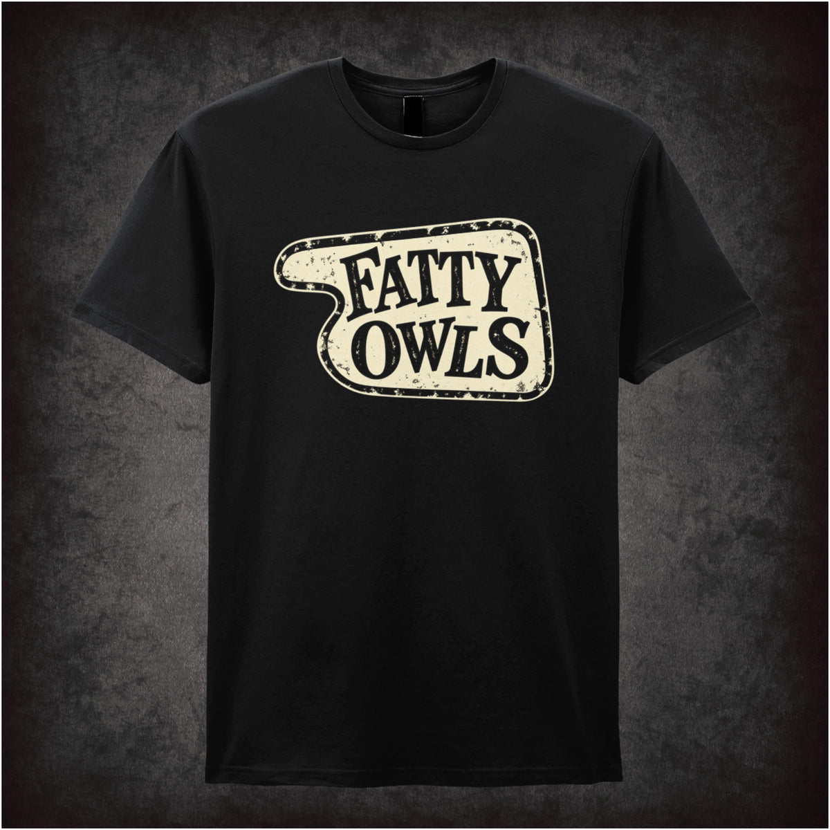 “‘Fatty Owls’ hotel sign T-shirt in black from Fawlty Towers”