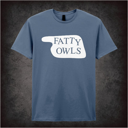 Fatty Owls Hotel Sign – Cult Comedy Graphic T-Shirt