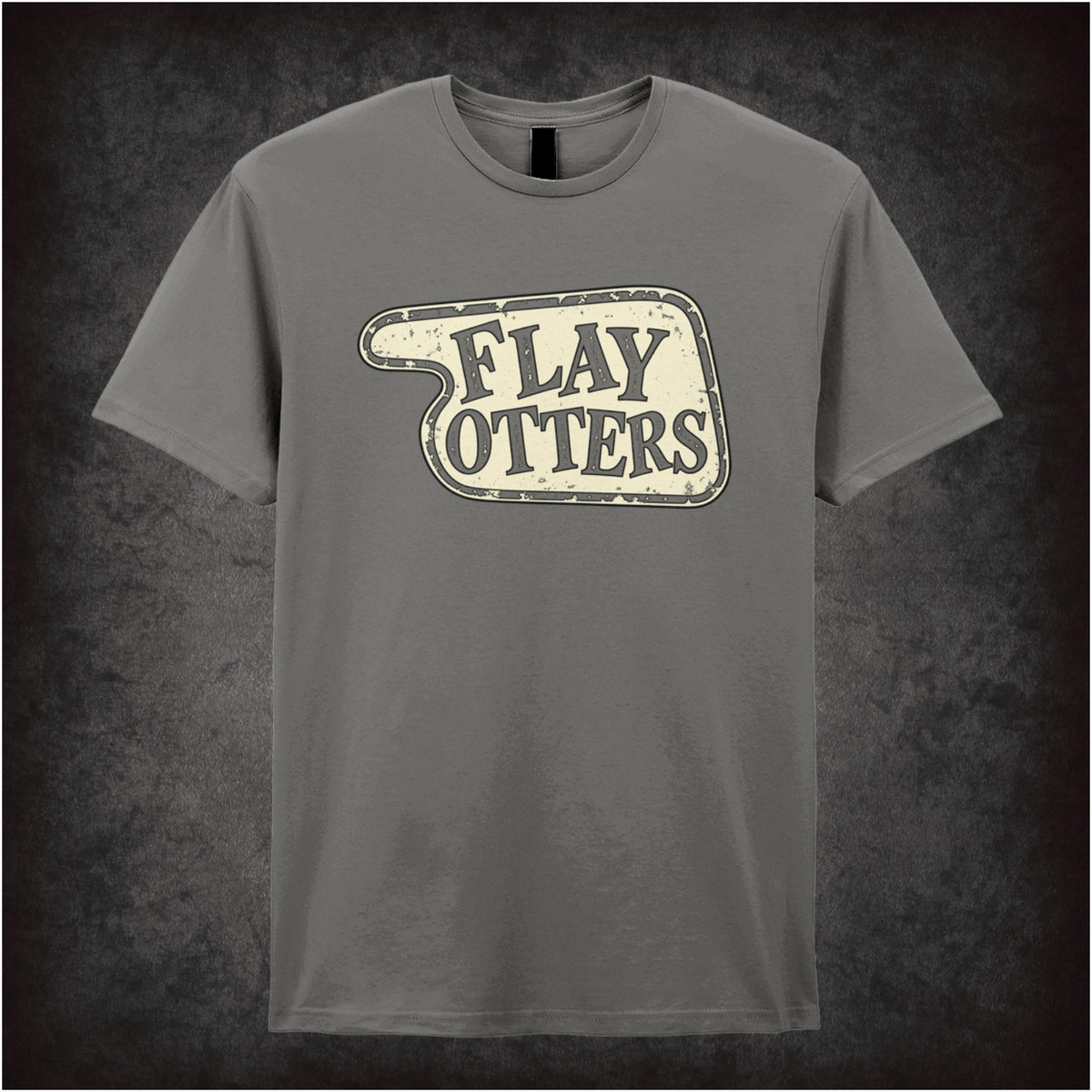 “‘Flay Otters’ hotel sign T-shirt in charcoal from Fawlty Towers”