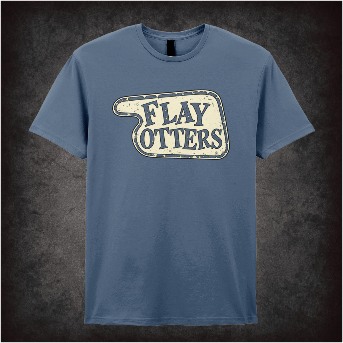 “‘Flay Otters’ hotel sign T-shirt in indigo from Fawlty Towers”