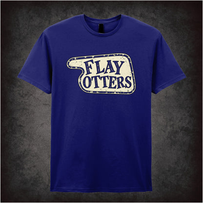 “‘Flay Otters’ hotel sign T-shirt in navy from Fawlty Towers”
