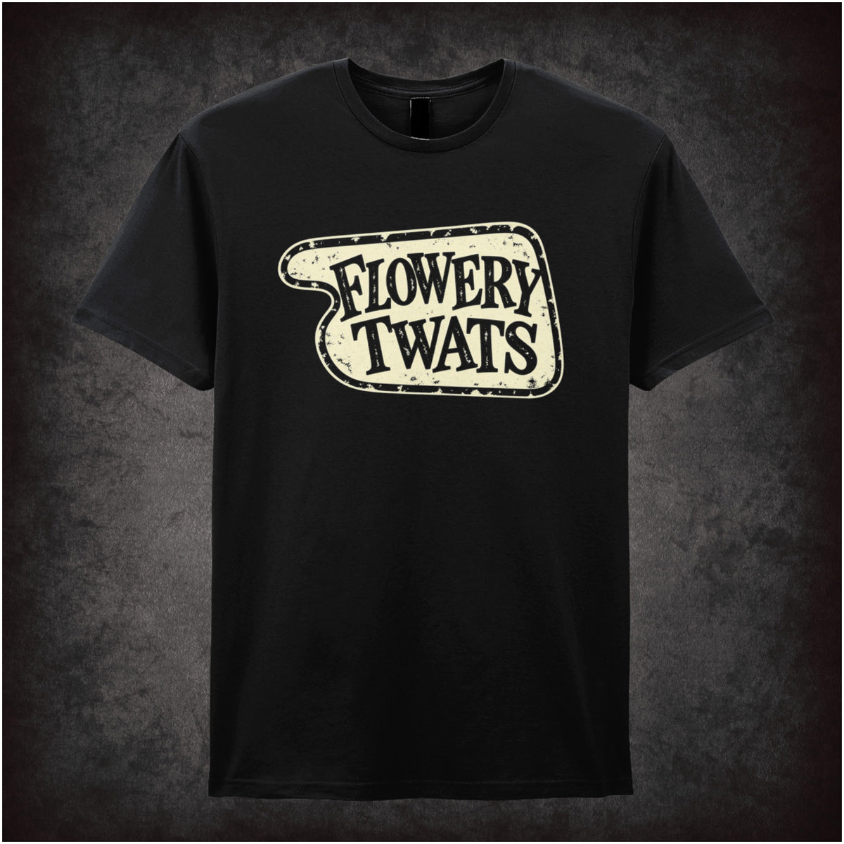 “‘Flowery Twats’ hotel sign T-shirt in black from Fawlty Towers”