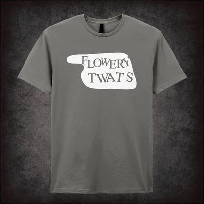 Flowery Twats Hotel Sign – Cult Comedy Graphic T-Shirt