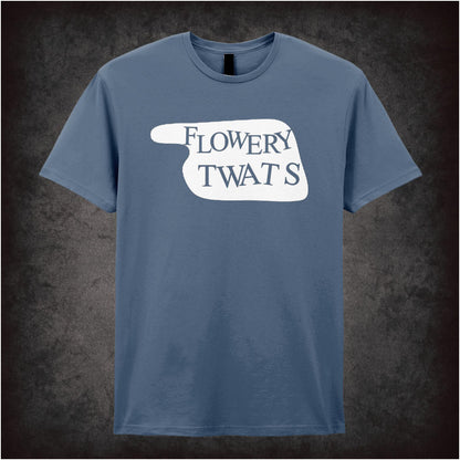 Flowery Twats Hotel Sign – Cult Comedy Graphic T-Shirt