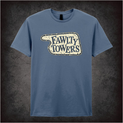“‘Fawlty Towers’ hotel sign T-shirt in indigo from Fawlty Towers”