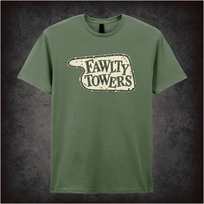 “‘Fawlty Towers’ hotel sign T-shirt in military green from Fawlty Towers”