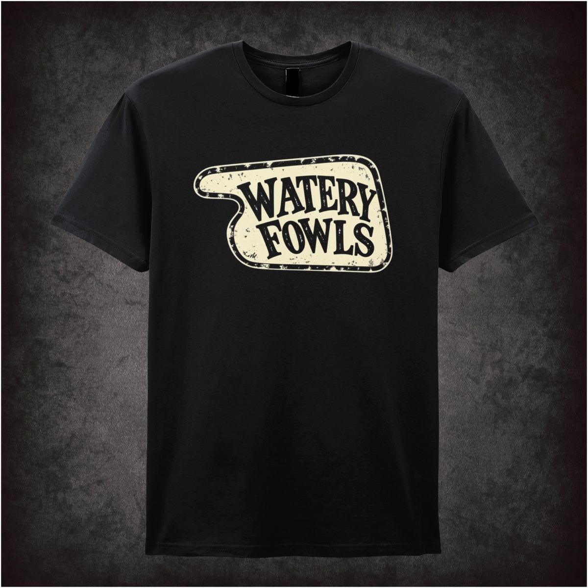 “‘Watery Fowls’ hotel sign T-shirt in black from Fawlty Towers”