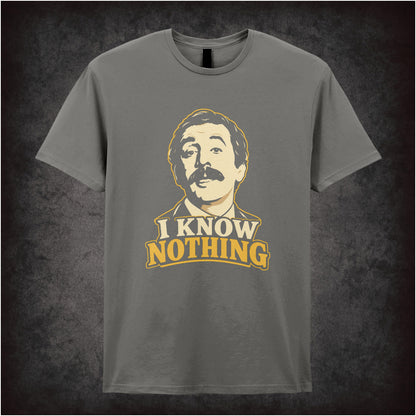 “Manuel ‘I know nothing!’ T-shirt in charcoal from Fawlty Towers”