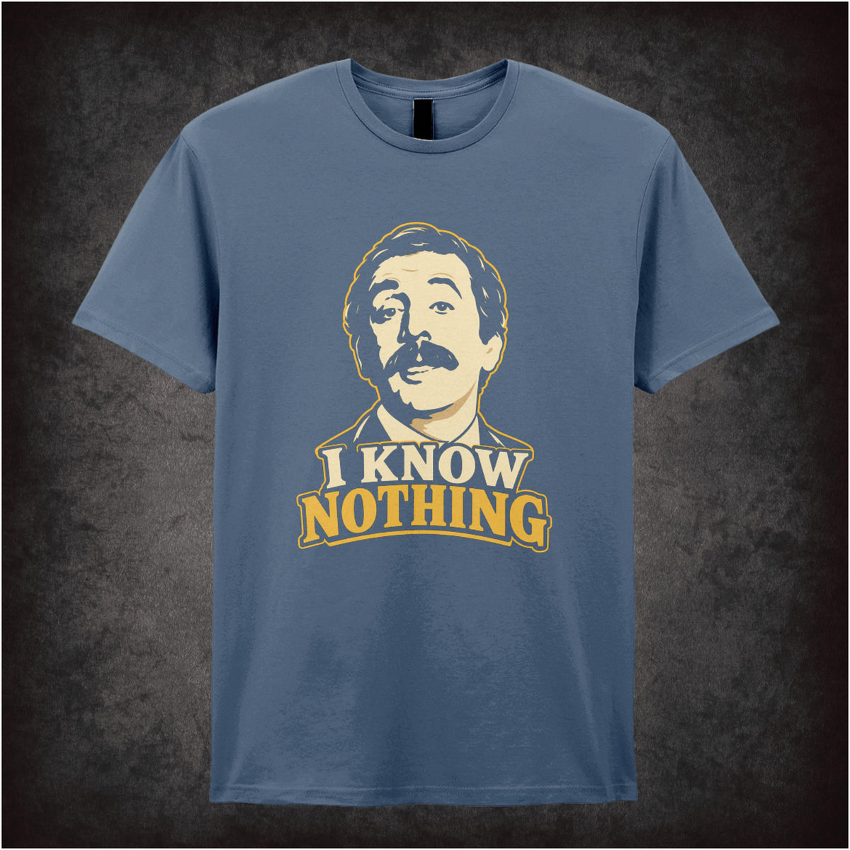 “Manuel ‘I know nothing!’ T-shirt in indigo from Fawlty Towers”