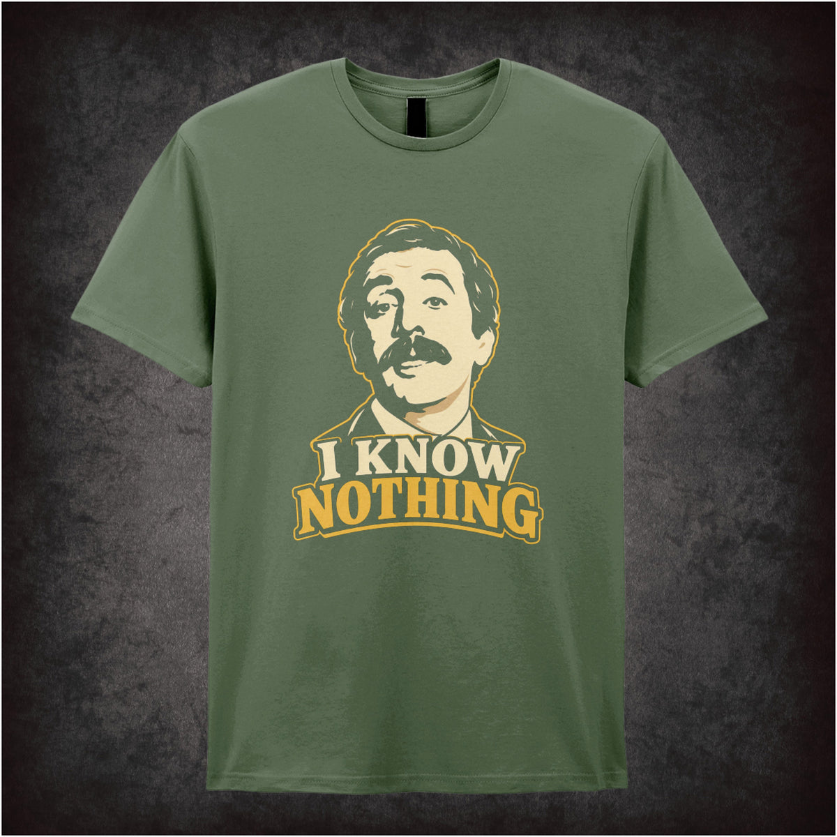 “Manuel ‘I know nothing!’ T-shirt in military green from Fawlty Towers”