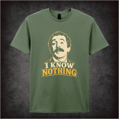 “Manuel ‘I know nothing!’ T-shirt in military green from Fawlty Towers”