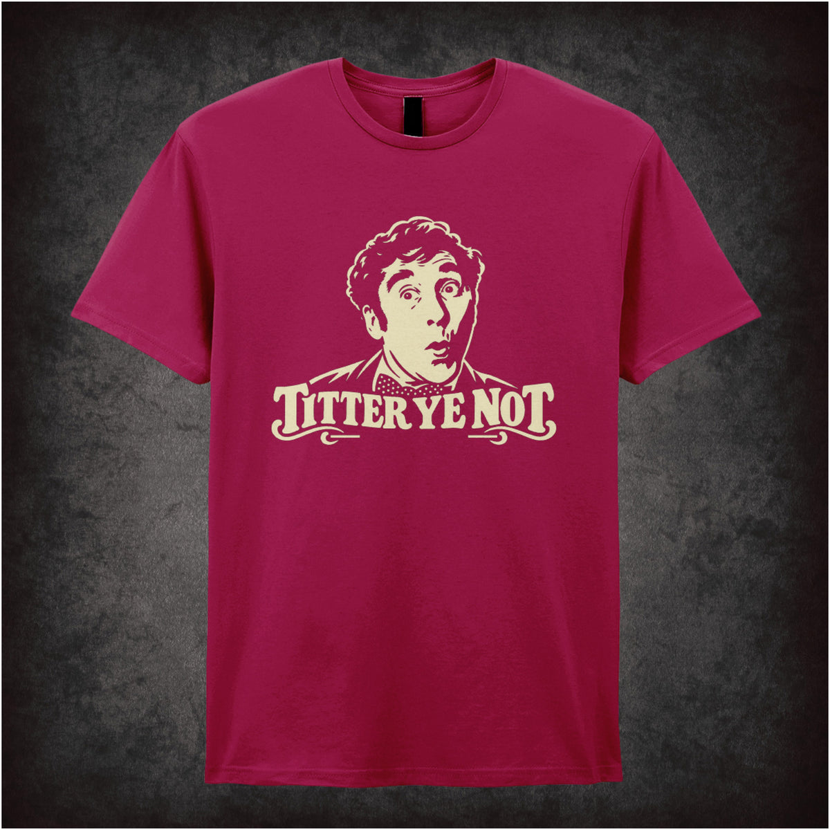 “Frankie Howerd ‘Titter ye not’ T-shirt in cardinal red from Frankie Howerd”