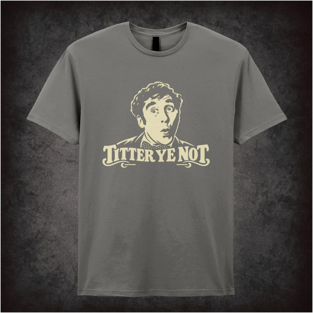 “Frankie Howerd ‘Titter ye not’ T-shirt in charcoal from Frankie Howerd”