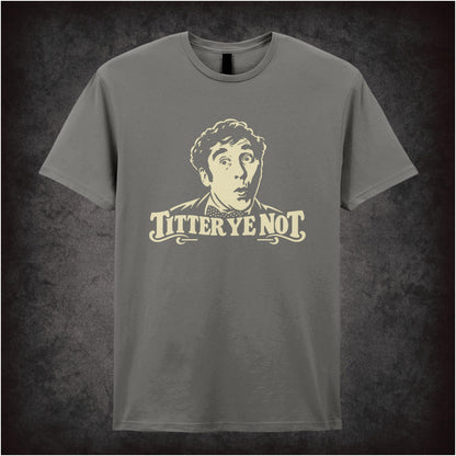 “Frankie Howerd ‘Titter ye not’ T-shirt in charcoal from Frankie Howerd”