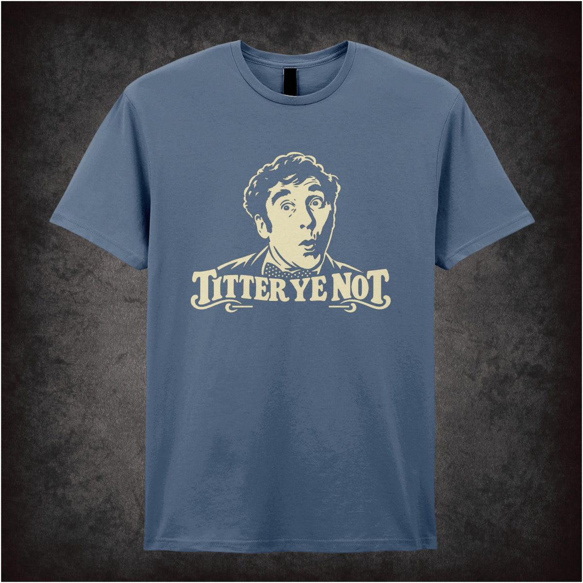 “Frankie Howerd ‘Titter ye not’ T-shirt in indigo from Frankie Howerd”