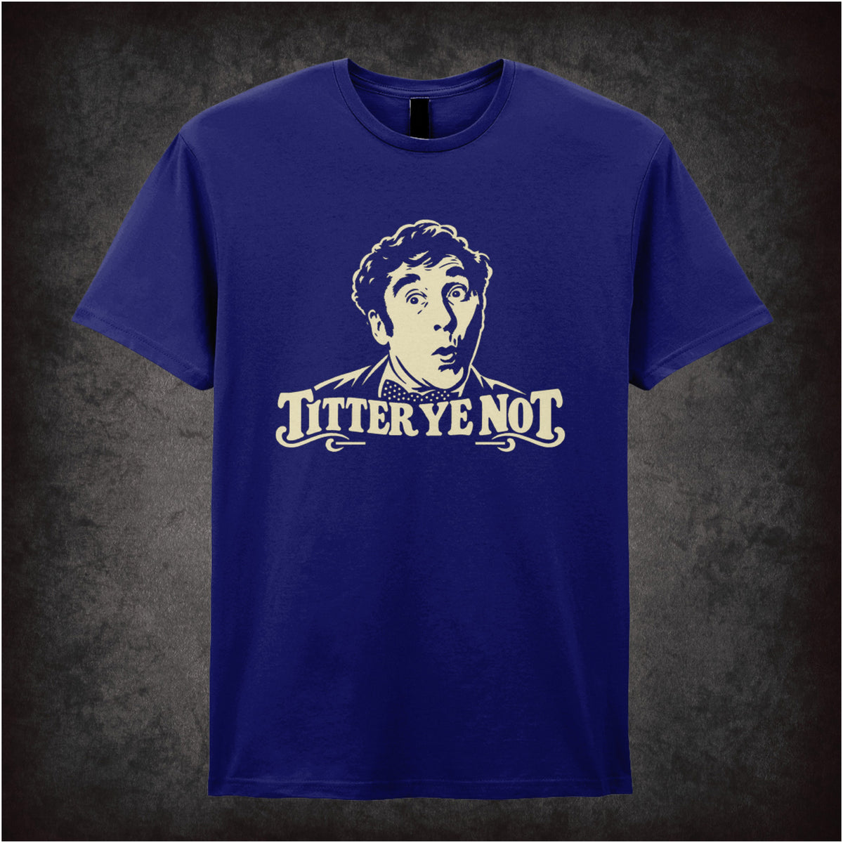 “Frankie Howerd ‘Titter ye not’ T-shirt in navy  from Frankie Howerd”