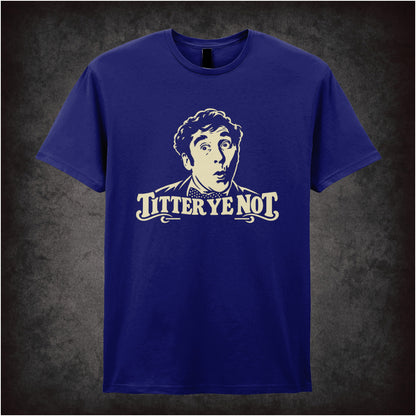 “Frankie Howerd ‘Titter ye not’ T-shirt in navy  from Frankie Howerd”