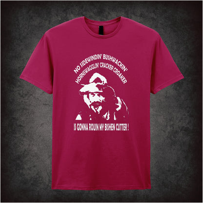 Gabby Johnson Blazing Saddles inspired soft style cardinal red unisex T-shirt featuring classic movie quote design, perfect for fans of vintage comedy films.